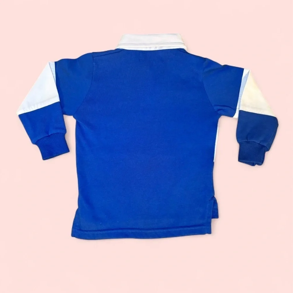 Vintage NWT 1986 Coca-Cola Kids Rugby Shirt Size 2T Unisex Polo Color Block Blue